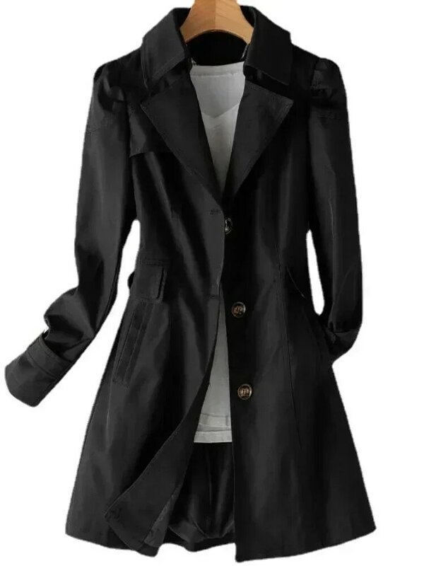 Mantel panjang wanita, jaket penahan angin versi Korea, mantel dan jaket wanita kasual mode baru