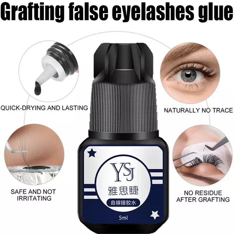5ml Eyelashes Extension Glue Waterproof Lasting Grafting Lashes Glue Quick Drying Adhesive Black Glue No Irritant Makeup Tools