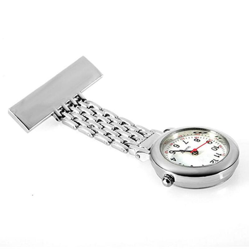 Relógios de Bolso em Aço Inoxidável com Numeral Árabe Quartz Broche, Relógio para Médico e Enfermeira, Relógio Pendurado, Presente para Mulheres e Homens