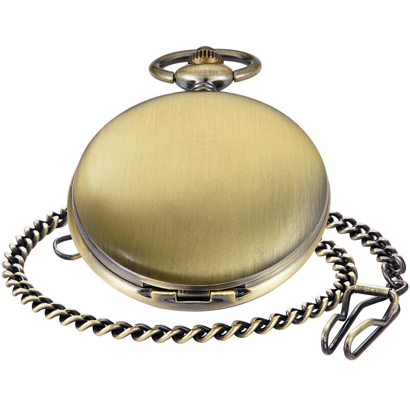 Relógio de bolso bronze para homens e mulheres, todo caçador, colar steampunk, relógio de corrente, presente vintage