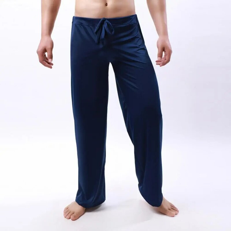 男性用巾着付きロングヨガパンツ、ゆったりとしたパジャマ、カジュアルジョギングパンツ、ホームウェア、フルレングス