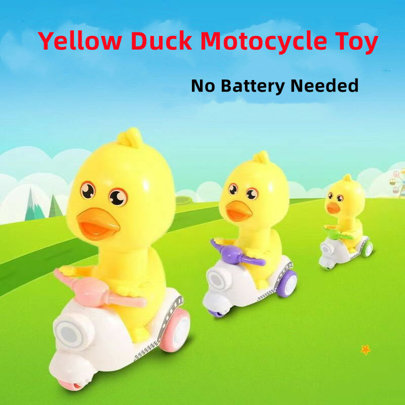 Crianças pouco amarelo pato motocicleta brinquedos criança pressionando cabeça movimento clockwork desenhos animados bonito carro pai-criança jogo de corrida presentes