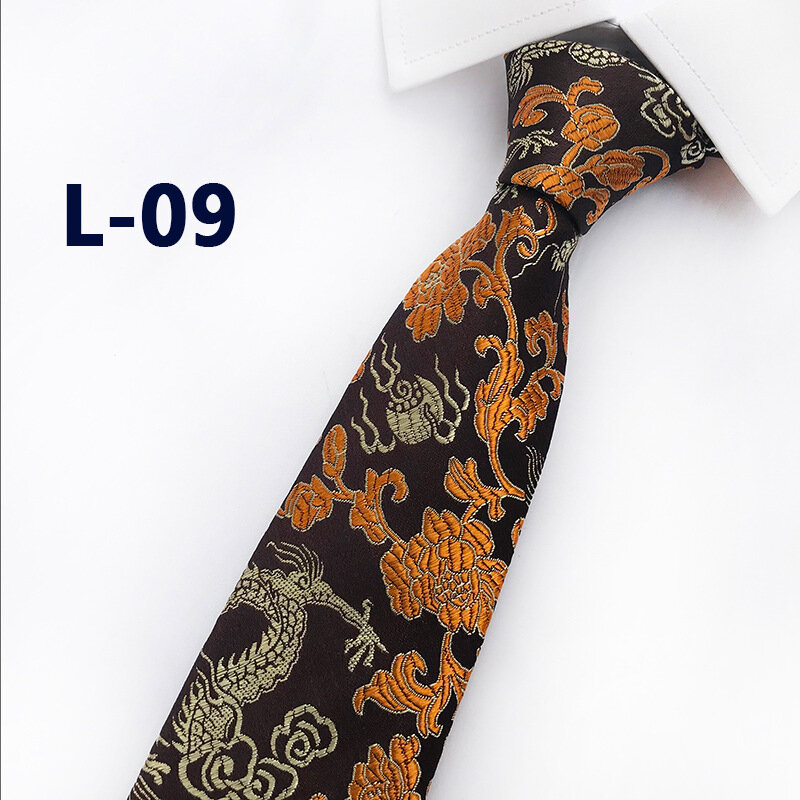 8CM Men's Tie New style cloud brocade fabric festive Chinese dragon pattern wedding tie groom best Groomsman Neckties