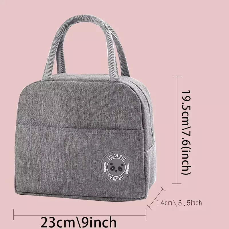 Reusable Insulated Lunch Bag Canvas Insulated Lunch Storage Bag Ladies Men's Portable Lunch Bag Waterproof Letter Pattern