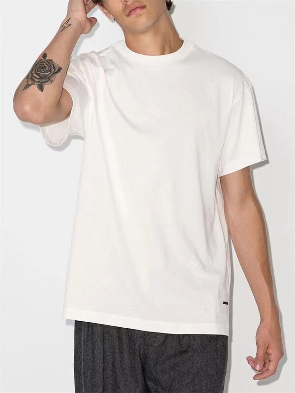 Camiseta masculina e feminina de algodão manga curta JIL SANDERTS solta, camiseta casual ao ar livre, estilo de alta qualidade, moda verão, JIL Brands