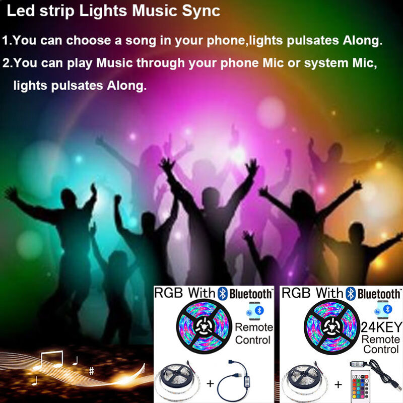 Tira de luces LED de alimentación USB, iluminación de fondo y sesgo, 5V, RGB/Blanco/blanco cálido, HDTV, TV, PC de escritorio, pantalla, 2835, 3528, SMD1M, 2M, 3M, 4M