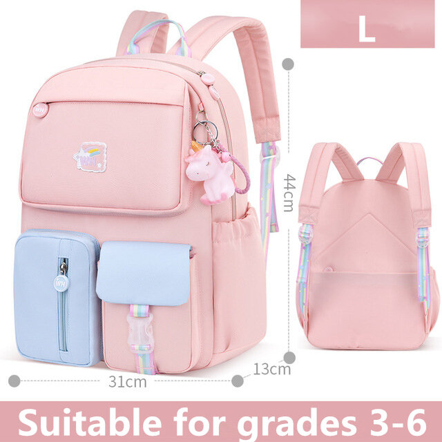 Радужные школьные рюкзаки 2 размера, подходящие Мультяшные школьные ранцы для девочек-подростков, женские дорожные сумки для учеников 1-6 классов