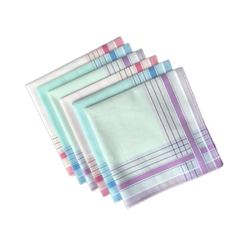 3 unidades/conjunto lenço leve listrado padrão macio lavável bolso quadrado