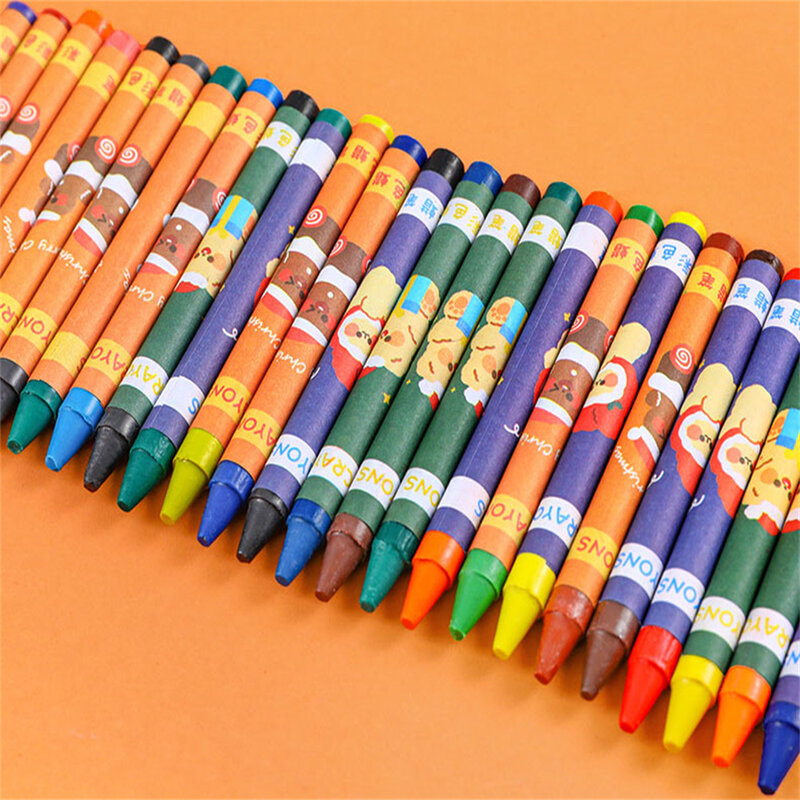 สีเทียนสำหรับเด็ก8/12สีคริสมาสต์เด็กวัยหัดเดินดินสอสีสำหรับเด็กทารกไม่เป็นพิษอุปกรณ์ศิลปะเครื่องเขียนสำหรับนักเรียนเด็ก