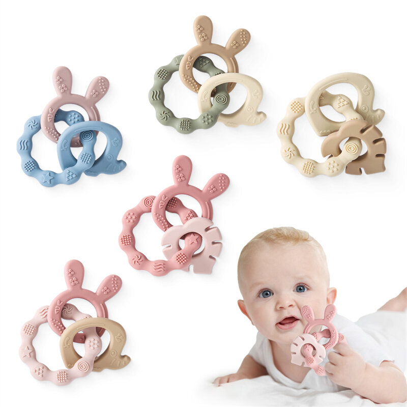 Baby Silicone Rabbit Bracelet Teether Toys BPA Free Nursing Teething Toys Food Grade Silicone Newborn Teething Toys Baby Gift
