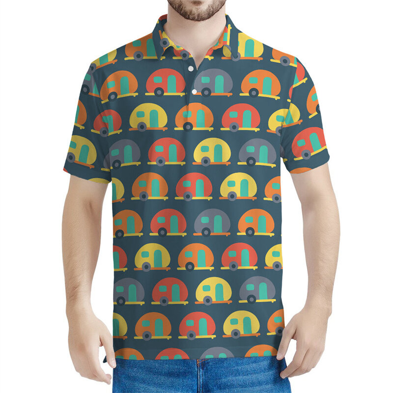 Рубашка-поло с мультяшным принтом для мужчин и детей, летняя повседневная свободная футболка с короткими рукавами и отложным воротником, с 3D принтом, уличная одежда
