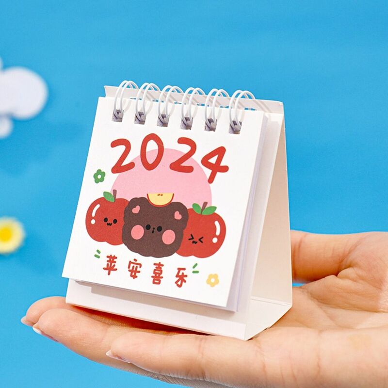 Fruit 2024 Calendar Portable Mini Agenda Organizer Fruit Text Calendar Schedule Planner Cute Mini Desktop Calendar Office