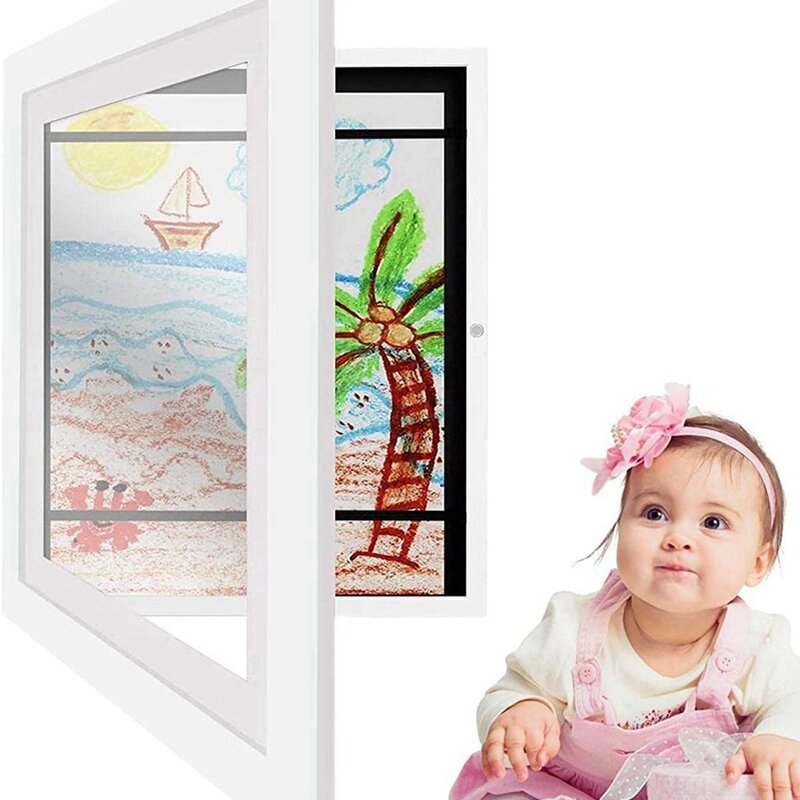 フロント開口部の子供のアートフレーム、交換可能なイラストディスプレイ、子供のための収納フレーム