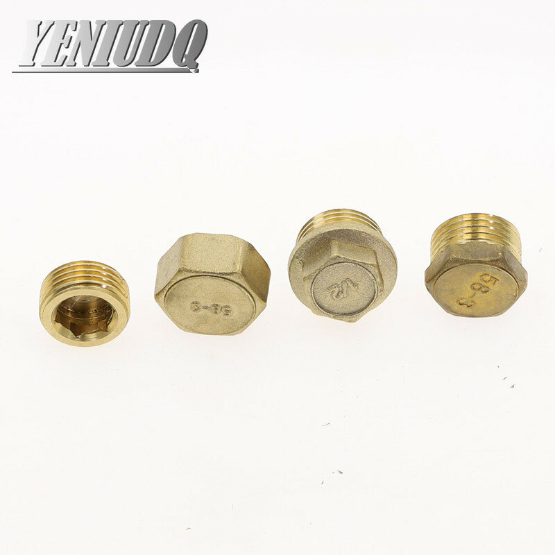 Koper 1/8 "1/4" 3/8 "1/2" 3/4 "Buitendraad Messing Pijp Hex Hoofd Messing End Cap plug Fitting Coupler Connector Adapter