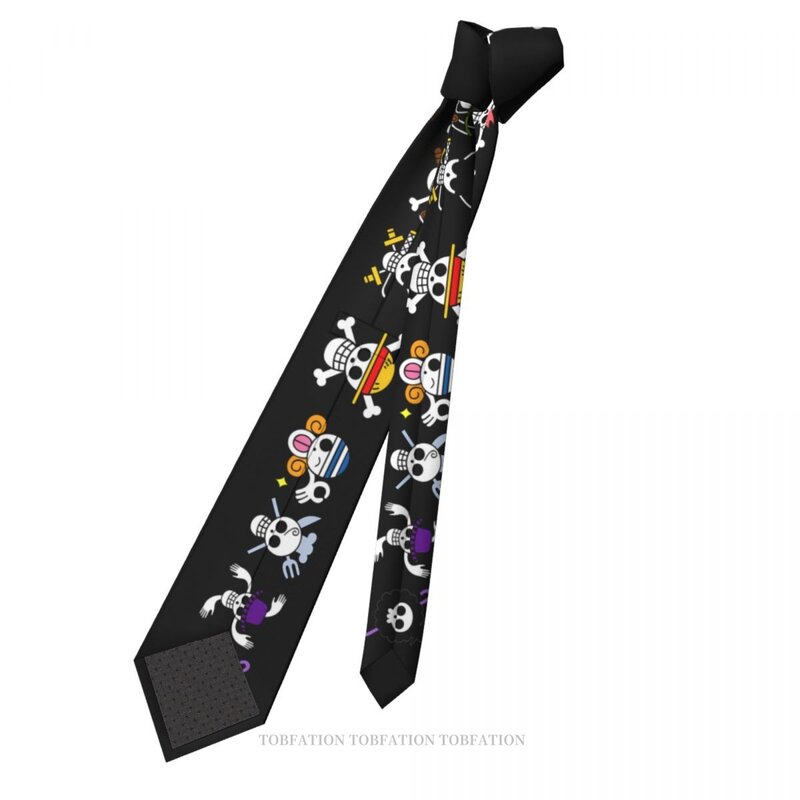 Skull Logo One Piece Classic Men's Printed Polyester 8cm Width Necktie Cosplay Party Accessory