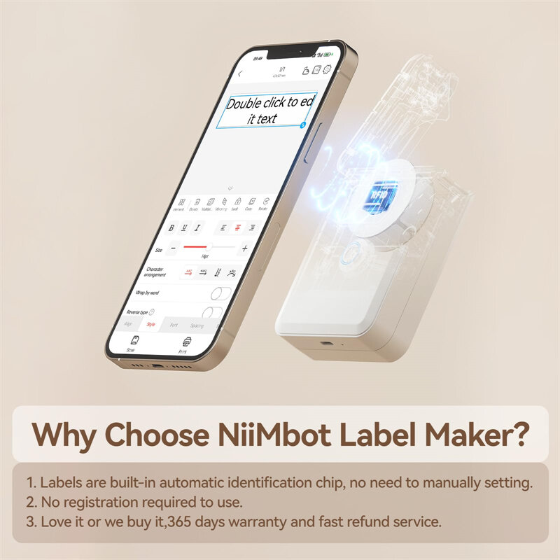 Niimbot Inteligente Portátil Impressora de Etiquetas, Mini Bolso Etiqueta Térmica Maker, Auto-adesivo, Home Office, D110, D11, D101