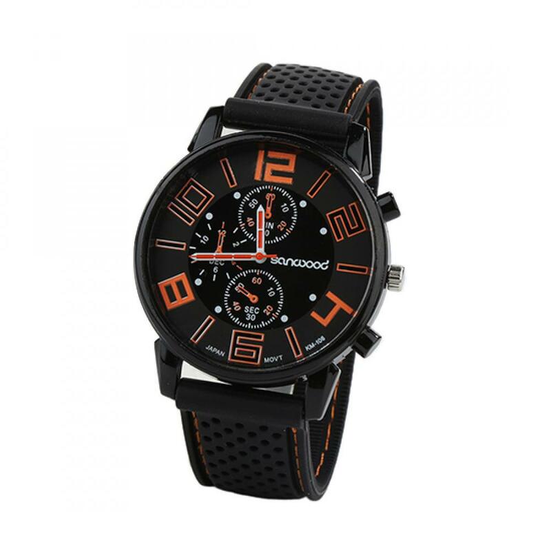 Men Casual Quartz Analog Silicone Band Stainless Steel Round Sports Wrist Watch Reloj Deportivo
