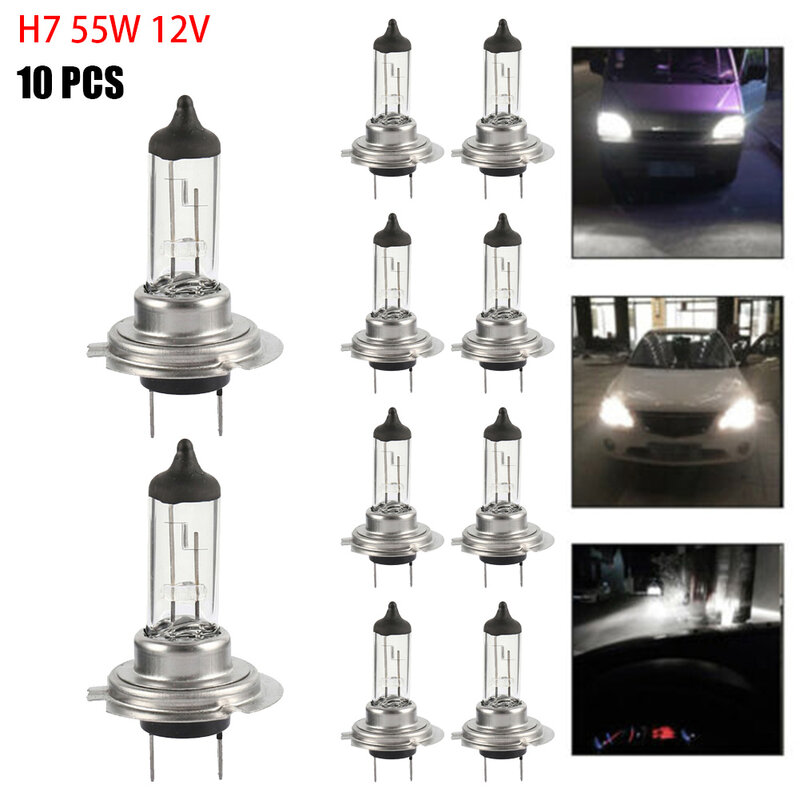リアヘッドライトバルブ,自動車用ランプ電球,白色,H7,55W, 6000k,12v,10個
