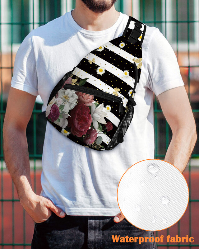 Torba na klatkę piersiowa w paski w kształcie motyla dla mężczyzn na co dzień torba sportowa na ramię damska wodoodporna torba kurierska