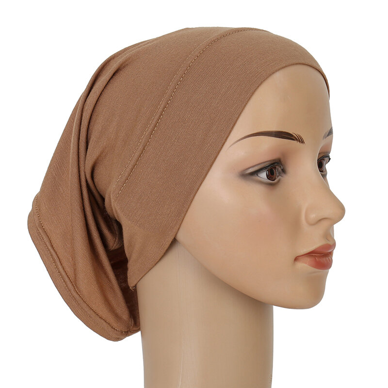 ฮิญาบด้านในผ้าคอตตอนแบบฮิญาบด้านในผ้าหมวกมุสลิมอิสลามหมวกฮิญาบหมวกฮิญาบแบบนุ่มยืดได้