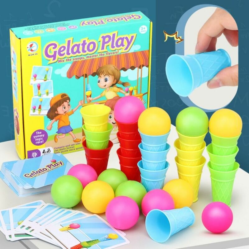 Mainan susun Montessori interaktif, mainan edukasi anak-anak berpikir Gelato sortir warna cocok