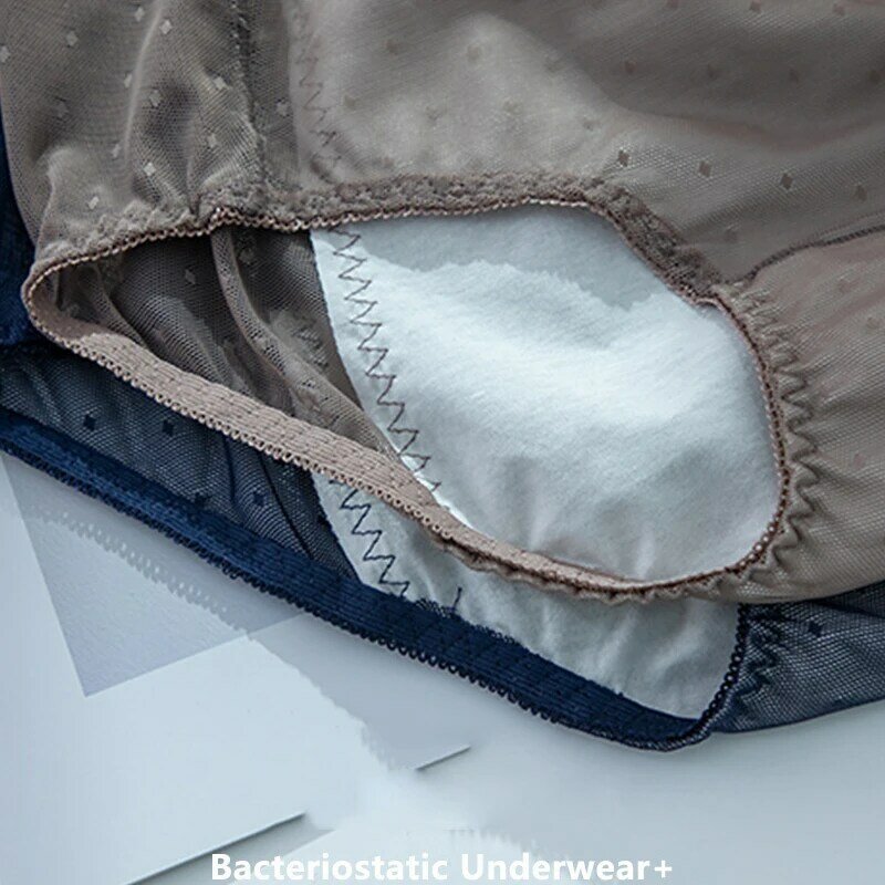 Culotte menstruelle en dentelle respirante pour femme, sous-vêtement en coton, sexy, transparent, élasticité, période physiologique, fuite