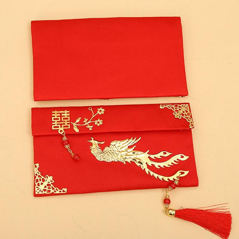Sac d'argent porte-bonheur rectangulaire haut de gamme, fausse enveloppe rouge chinoise, facile à transporter, touche festive