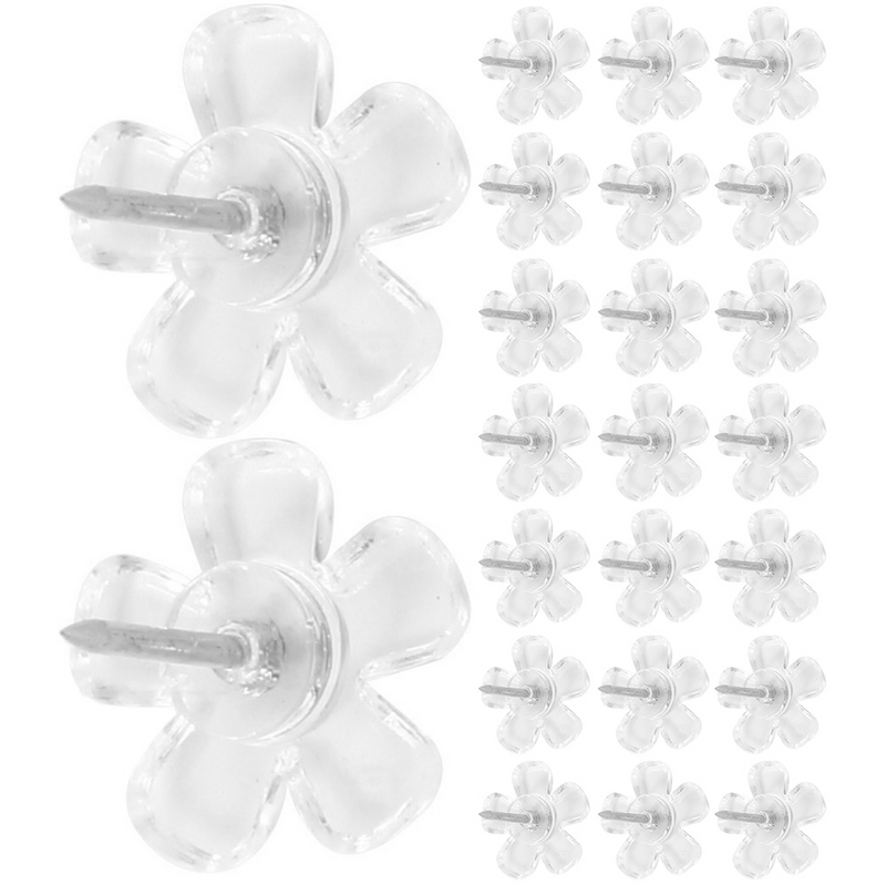 100 Pcs Thumbtack Reusable Push Pin Desk Decorations for Women Office Flower Shape Shaped Tacks Delicate Abs