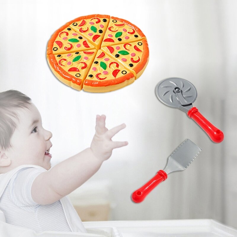 HUYU Kinderkeuken Pizza Snijden Speelset Speelgoed Voedsel Snijden Pizzasnijder Wiel