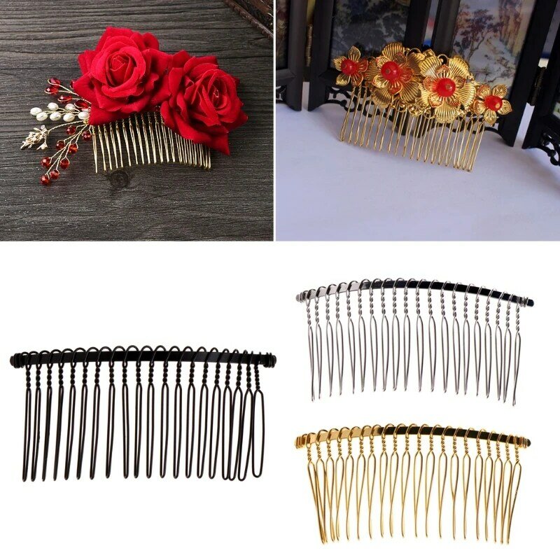 Portable Wedding Veil Side Comb Wire Twist Hair Clips 20 Teeth Bridal Hair Accessories DIY Hairstyle Tool Comb Drop Shipping