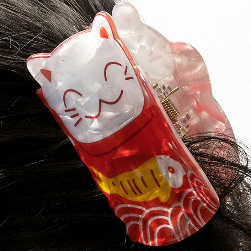 Pinza de pelo de gato y pez para niña y mujer, accesorio con letras divertidas de acetato, Animal, tiburón, geométrico