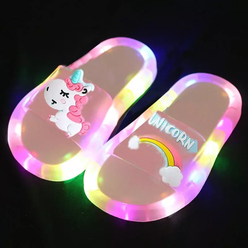 2022 Girl Slippers Children LED Kids Slippers Baby Bathroom Sandals Kids Shoes for Girl  Boys Light Up Shoes Toddler Sandales 샌들