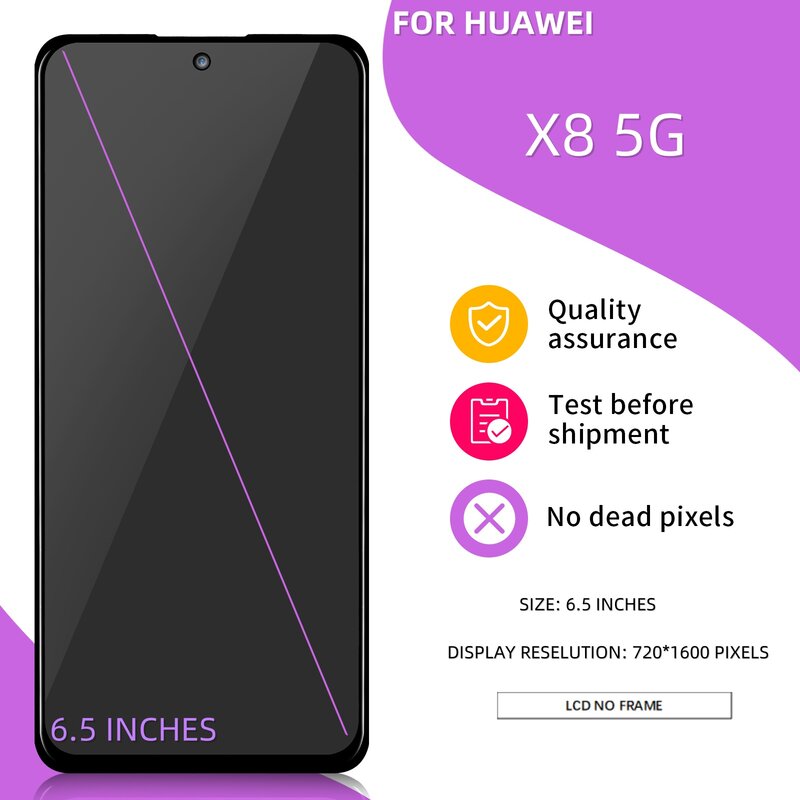 Huawei Honor x8 5g、6.5インチ用の交換用LCDタッチスクリーン
