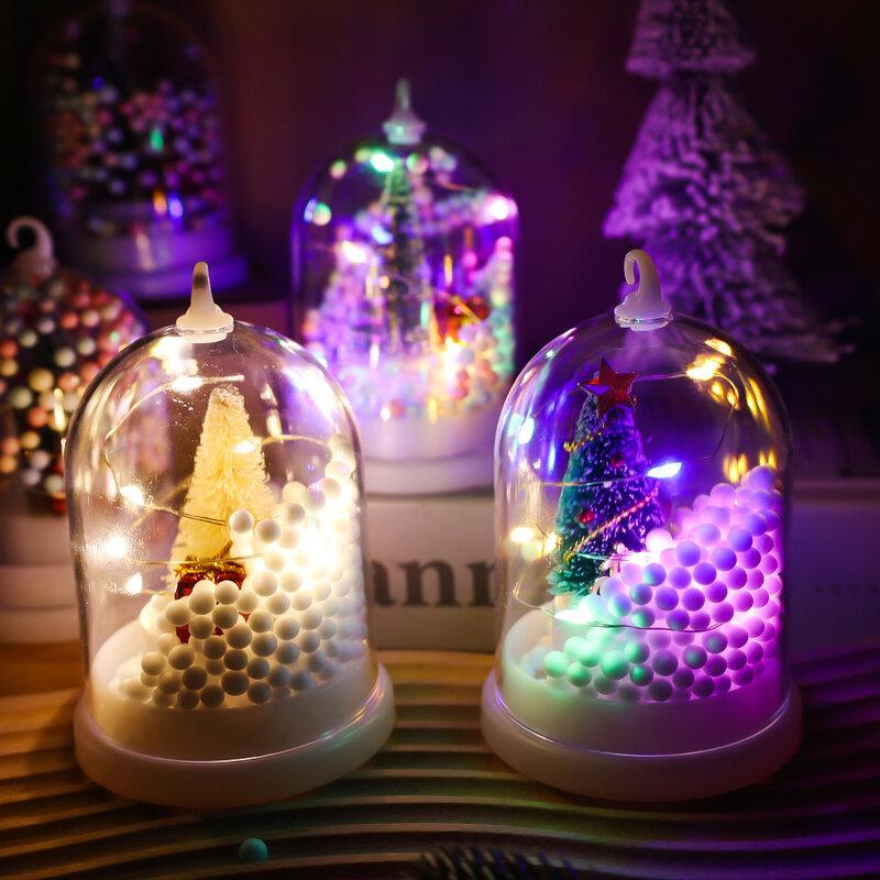Linterna de Navidad con batería, luz LED nocturna, lámparas de cristal creativas, adornos para el hogar, dormitorio, decoración de iluminación para fiesta de navidad