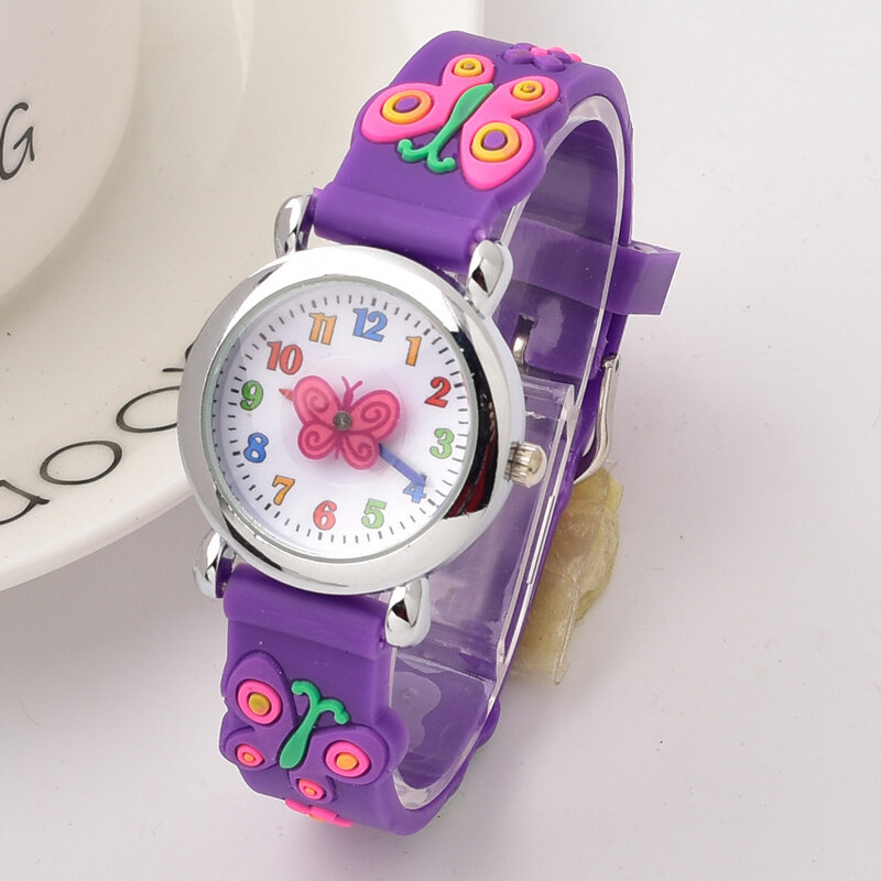 Jam tangan desain baru untuk anak-anak jam tangan kuarsa karet kartun 3D jam tangan imut warna-warni untuk siswa perempuan Jam hadiah anak laki-laki