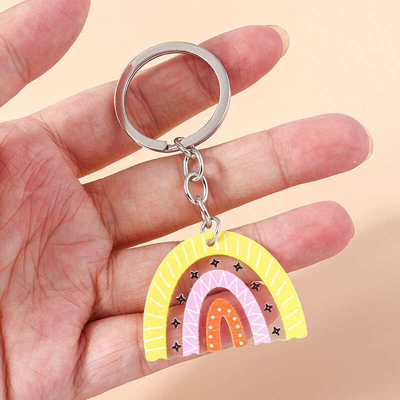Bunte Regenbogen Schlüssel bund Lächeln Wolke Schlüssel ringe Harz Schlüssel anhänger für Frauen Mädchen Handtasche Geschenk Schmuck Zubehör