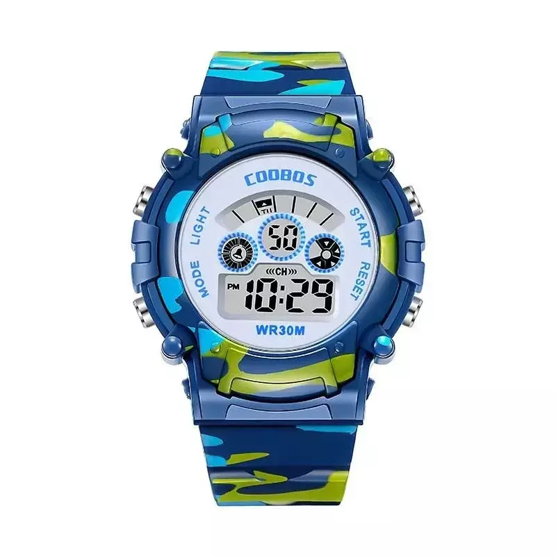 Wojskowe zegarki cyfrowe dla dzieci studencki zegarek dla dzieci wodoodporny świecące Led Alarm dla chłopców sportowy zielony moro dziewcząt zegar