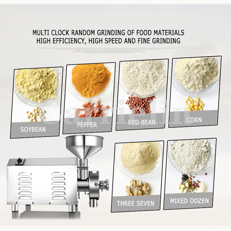 Commercial Pulverizer Mill Flour Machinery 220V Grind Rice Superfine Grinder Machine Electric Flour Pepper Grain Stainless Steel