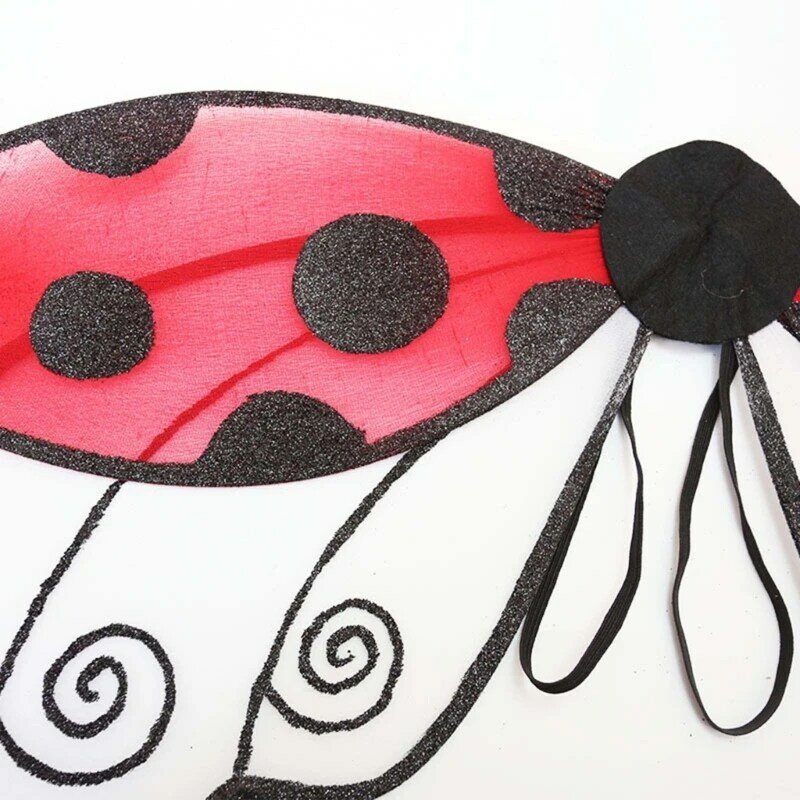 ปีก Ladybug เครื่องแต่งกายเด็กวัยหัดเดินชุด Fairy ปีกสำหรับเด็กผู้หญิงฮาโลวีน-Angel ปีกประสิทธิภาพ-เครื่องแต่งกาย QX2D