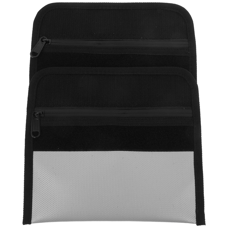 2 Pcs Fireproof File Bag Money for Cash Portable Document Pouch Receipt Bill Container Glass Fiber Silicone Cloth Safe