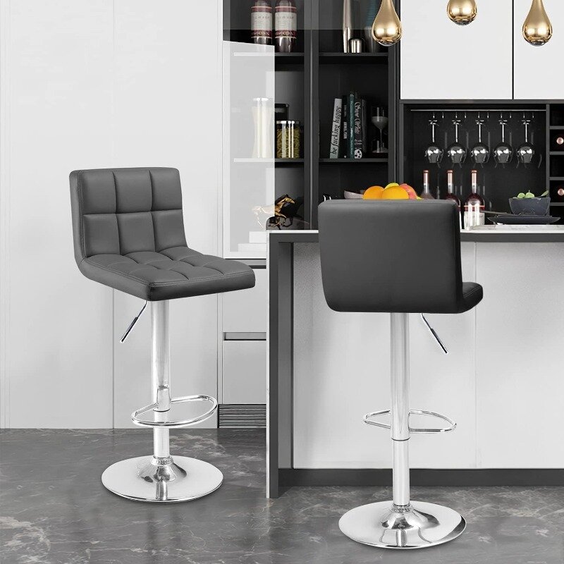 Modern PU Leather Bar Stools, altura ajustável, banquetas giratórias, cadeiras de ilha hidráulica, sem braços, balcão de cozinha