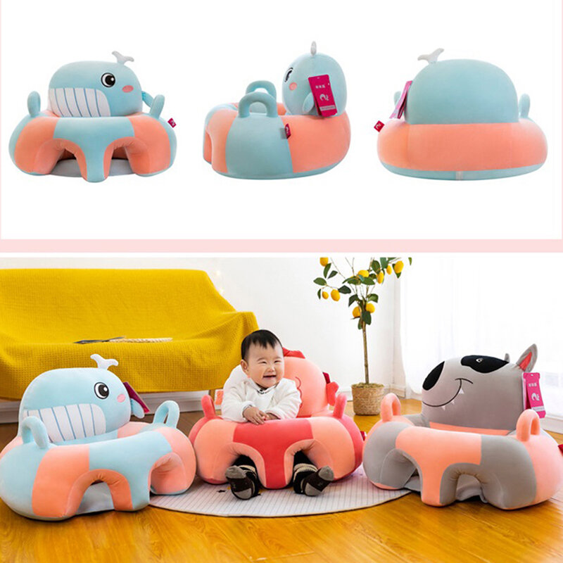 Chão do bebê sentado cadeira tampa, Plush Animal Shaped, sofá de apoio, aprender a sentar-se alimentação cadeira tampa para crianças, 1pc