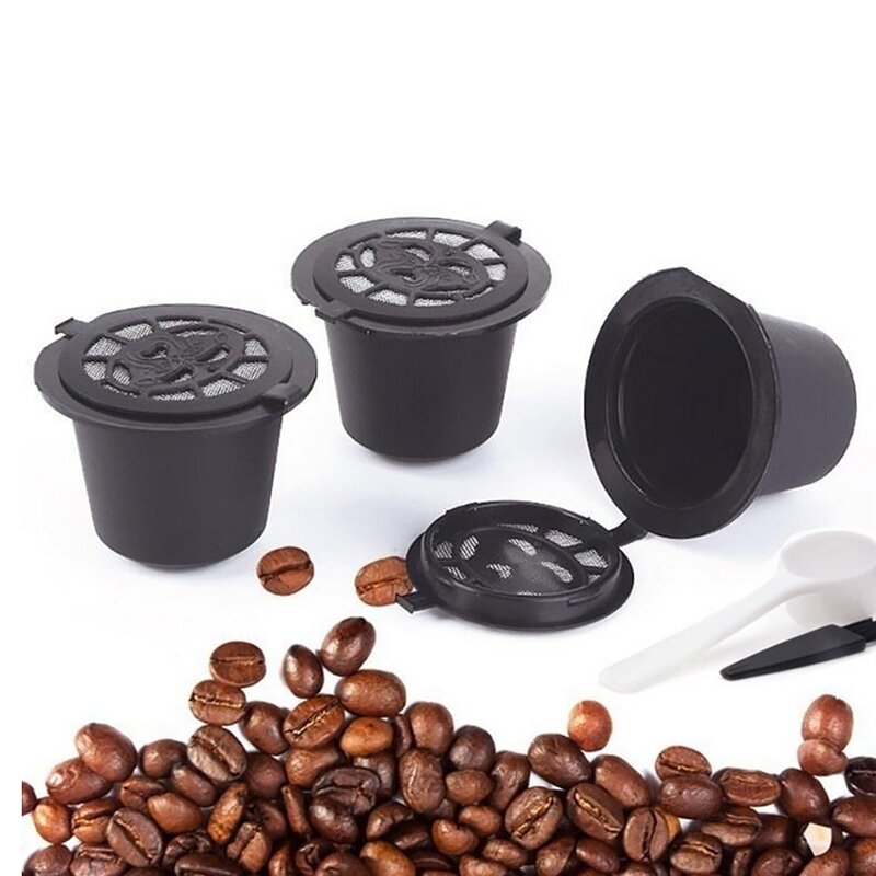 5 Reusable Capsules Refillable Coffee Capsule Filter with Coffee Machines with Coffee Spoon Brush