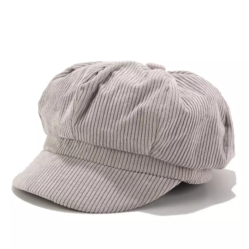 2024 sztruksowe ośmiokątne czapki Retro jednolity kolor kobiety Beret zima jesień czapka gazeciarza Vintage sztruks czapka czapka malarza