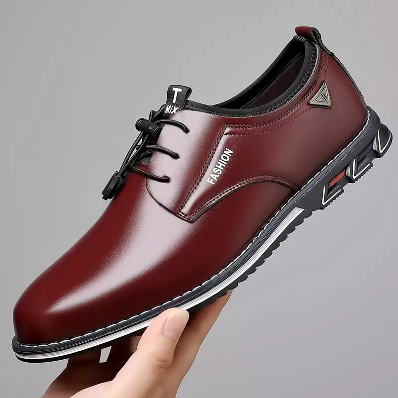 حذاء بريطاني كاجوال فردي للرجال ، حذاء رسمي من جلد البقر ، مريح برقبة منخفضة ، جديد