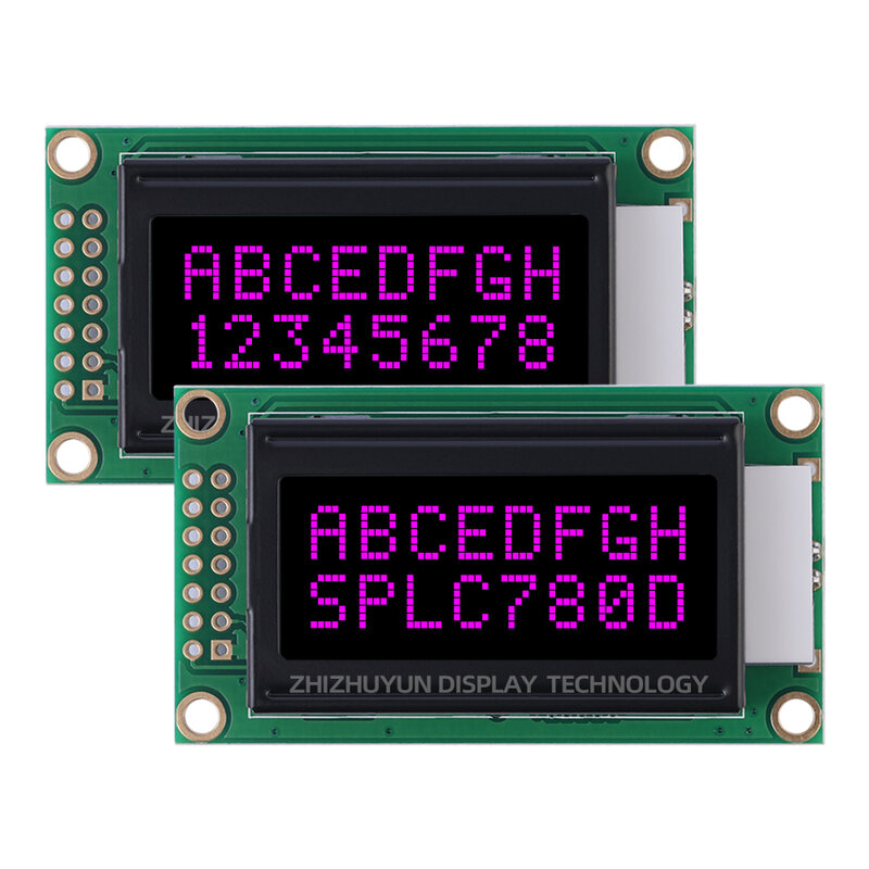 โมดูลแสดงผล SPLC780D แบบอักษรสีส้มฟิล์มสีดำ LCM0802B-2 14พินหน้าจอ LCD หน้าจอ LCD