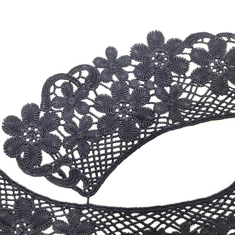 Tela de encaje de cuello falso para vestido, accesorios de decoración de ropa, bordado, blanco, 1 unidad