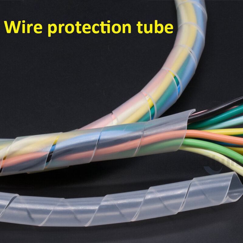 Manguito de Cable de envoltura en espiral de tubo de bobinado, organizador de alambre transparente/negro, tubo de funda, Protector de gestión de cinta de plástico de 4-30MM