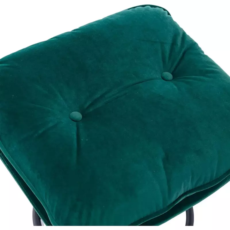 Velvet rotating accent footstool set, modern chaise longue with footrest, comfortable armchair with metal legs TV chair, green