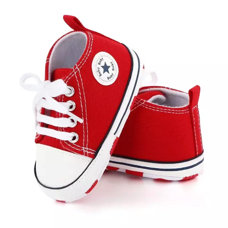 Scarpe da ginnastica in tela scarpe da bambina per neonati primi camminatori scarpe da neonato classiche con suola morbida antiscivolo 0-18 mesi